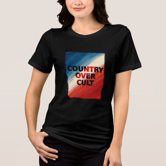 Country Over Cult – Patriotic Paint Streaks Tri-Blend Shirt (Front)