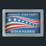 Country Over Party Biden Harris Belt Buckle<br><div class="desc">Urge Republicans to vote for Joe Biden and Kamala Harris by putting their country over their political party. Vote blue to save America in the 2024 election. Cool belt buckle.</div>