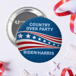 Country Over Party Biden Harris Button<br><div class="desc">Urge Republicans to vote for Joe Biden and Kamala Harris by putting their country over their political party. Vote blue to save America in the 2020 election.</div>