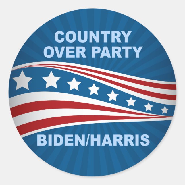Country Over Party Biden Harris Classic Round Sticker (Front)
