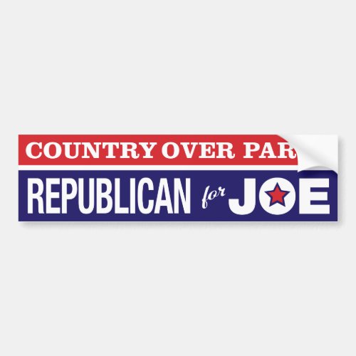 Country Over Party  Republican for Joe Biden Bumper Sticker