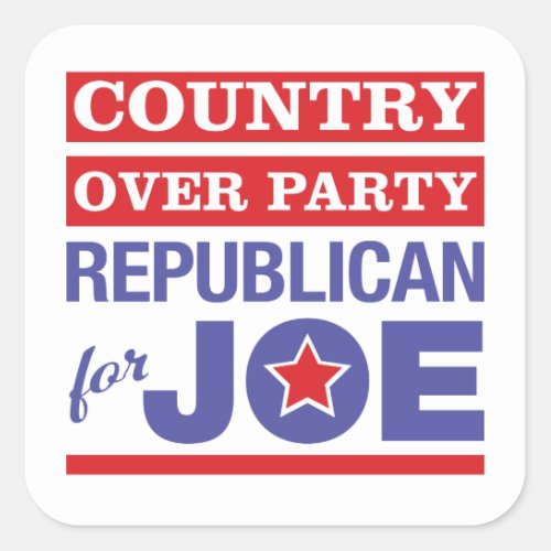 Country Over Party  Republican for Joe Biden Square Sticker