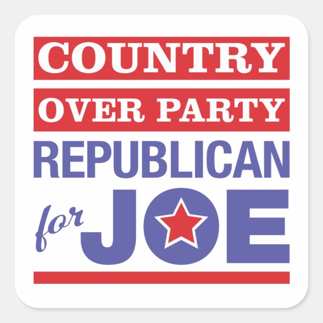Country Over Party / Republican for Joe Biden Square Sticker (Front)