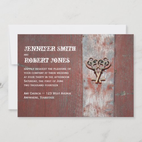 Country Painted Wood on Skeleton Keys Invitations