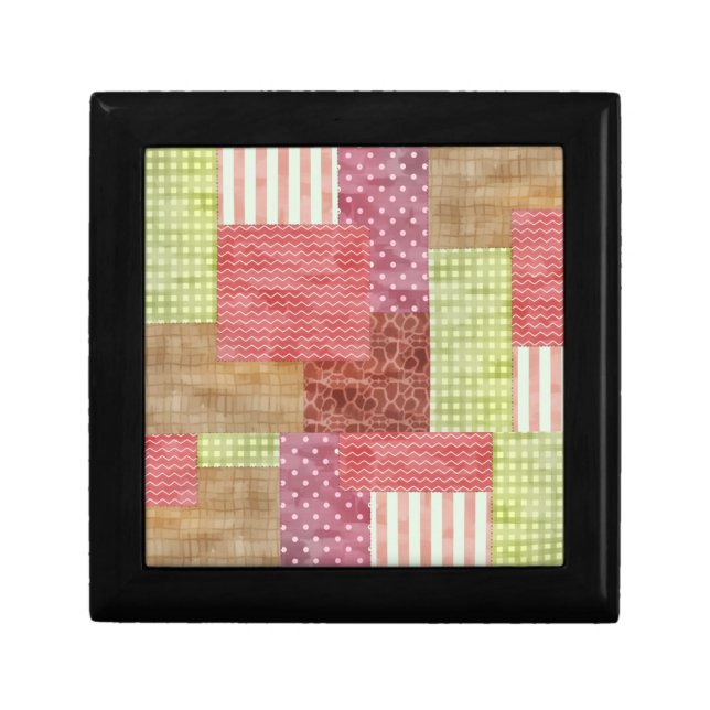 Country Patchwork Chic Pattern Quiltblocks Gift Box (Front)