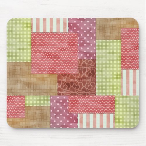 Country Patchwork Chic Pattern Quiltblocks Mouse Pad