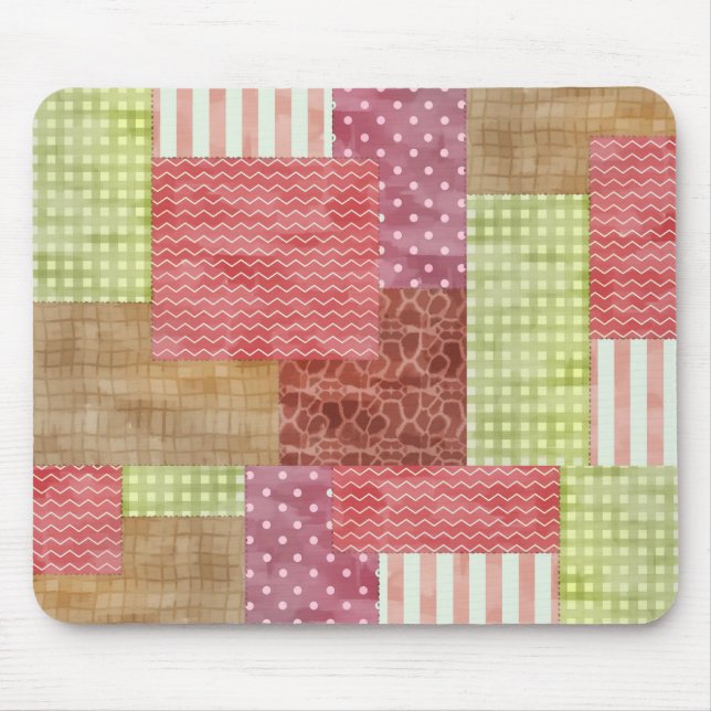 Country Patchwork Chic Pattern Quiltblocks Mouse Pad (Front)
