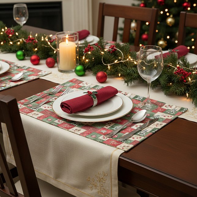 Country patchwork christmas pattern cloth placemat (Creator Uploaded)