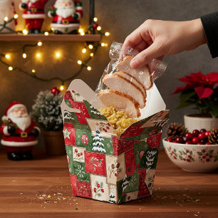 Country patchwork christmas pattern favor boxes