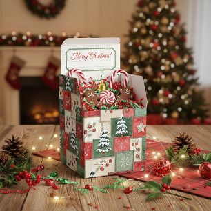 Country patchwork christmas pattern favor boxes