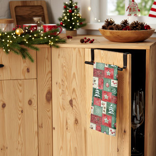 Country patchwork christmas pattern kitchen towel