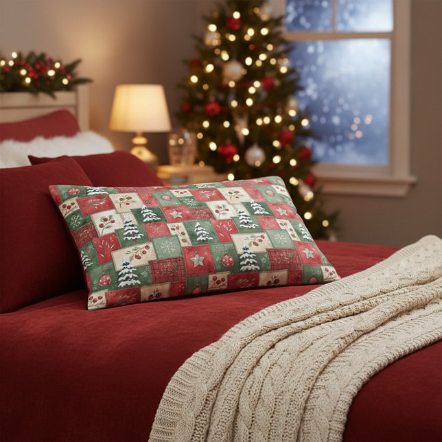 Country patchwork christmas pattern pillow case (Creator Uploaded)
