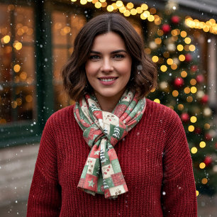 Country patchwork christmas pattern scarf