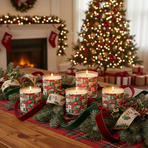 Country patchwork christmas pattern scented candle
