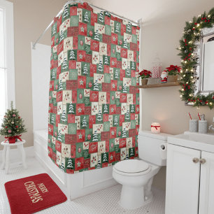 Country patchwork christmas pattern shower curtain