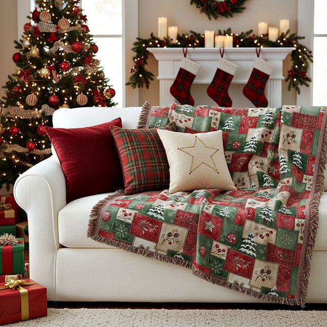 Country patchwork christmas pattern throw blanket (Creator Uploaded)