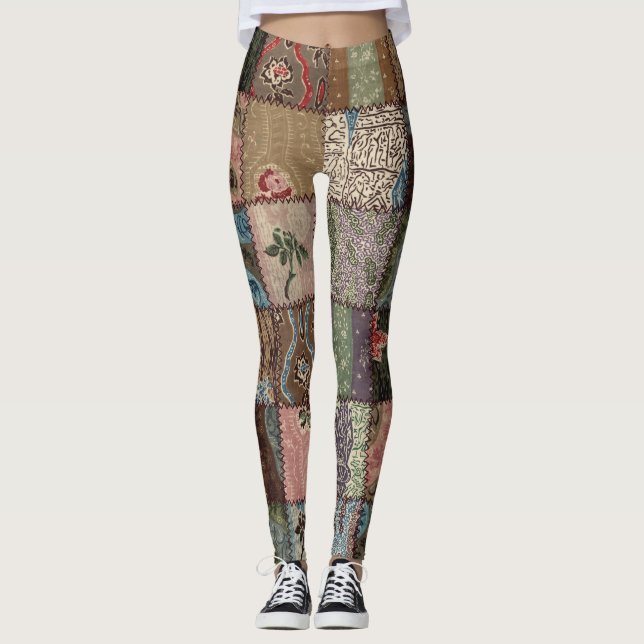 Country patchwork quilt, 3D texture. Leggings (Front)