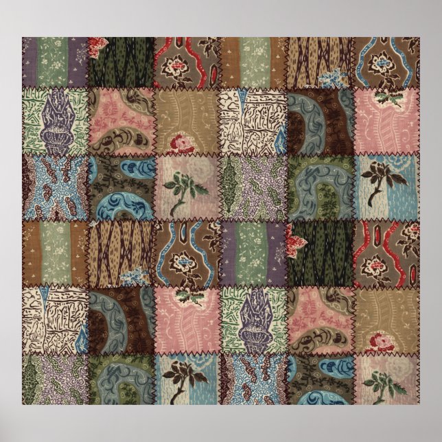 Country patchwork quilt, 3D texture. Poster (Front)