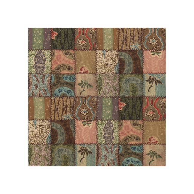 Country patchwork quilt, 3D texture. Wood Wall Art (Front)