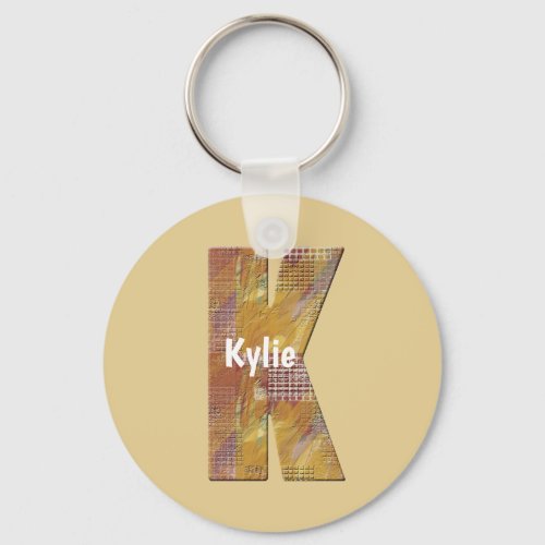 Country Patchwork Quilt Letter K Initial Monogram Keychain