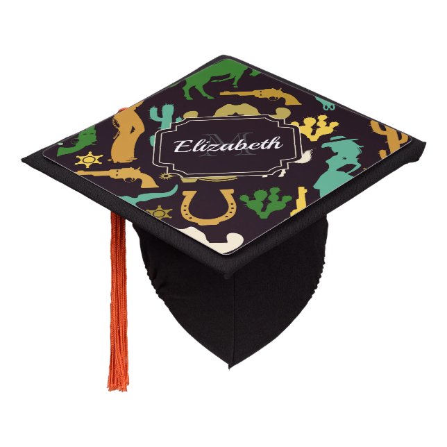 Country Pattern Graduation Cap Topper (Angled)