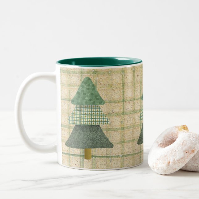 Country Patterns Pine Tree Mug (With Donut)