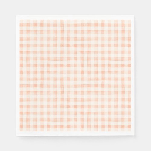 Country Peach Colored Gingham Napkins