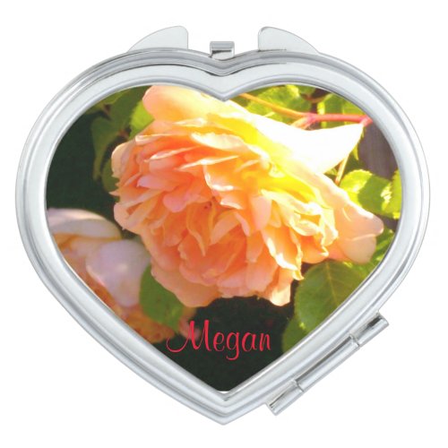 Country Peach Roses Compact Mirror