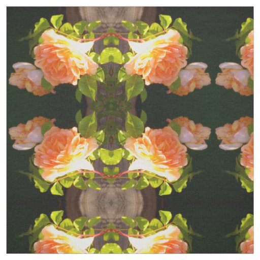 Country Peach Roses Fabric