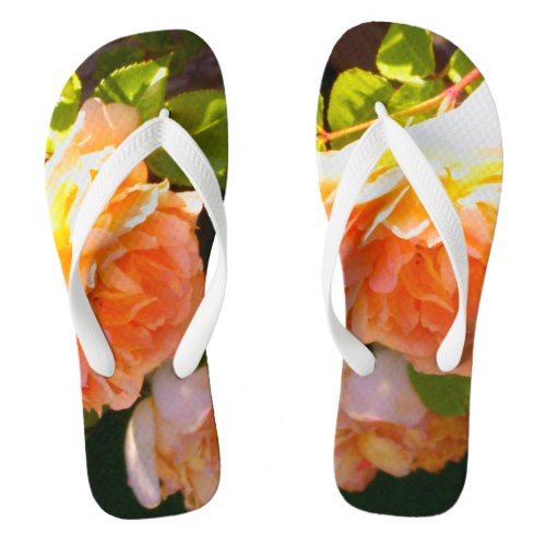 Country Peach Roses Flip Flops