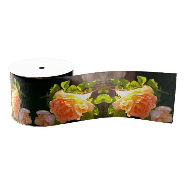 Country Peach Roses Grosgrain Ribbon (Spool)