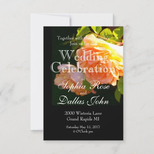 Country Peach Roses Invitation