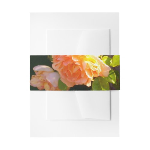 Country Peach Roses Invitation Belly Band