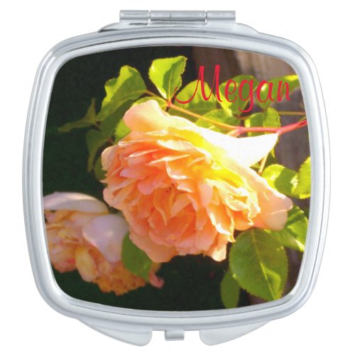 Country Peach Roses Makeup Mirror