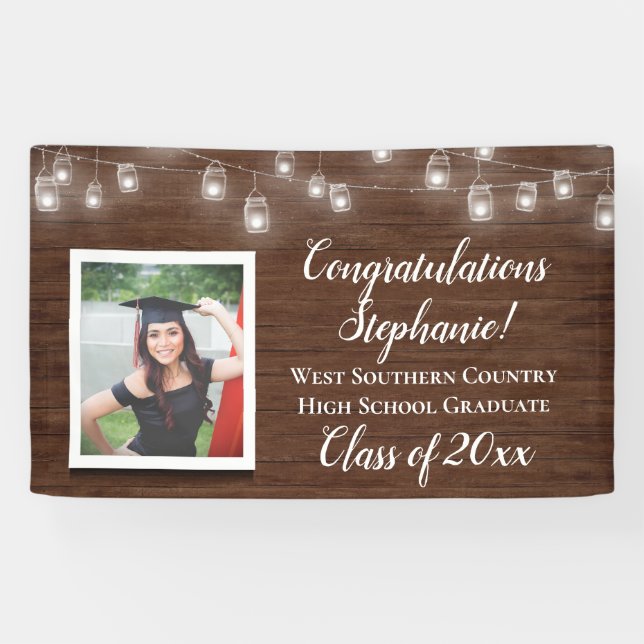 Country Photo Personalized Graduation Banner Sign (Horizontal)