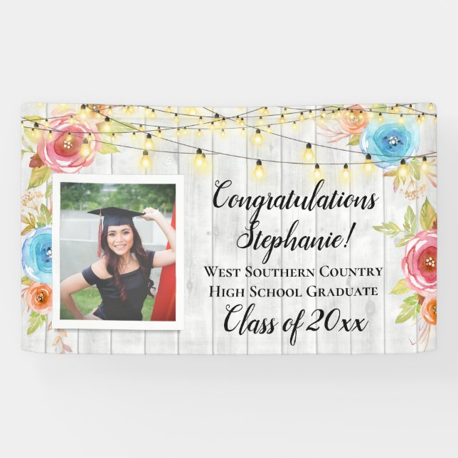 Country Photo Personalized Graduation Banner Sign (Horizontal)