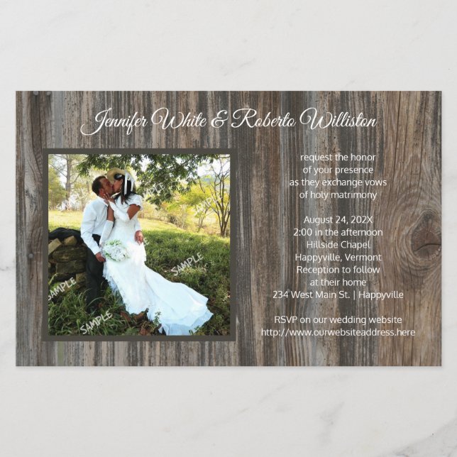 Country Photo Wedding Invitations Budget Paper (Front)