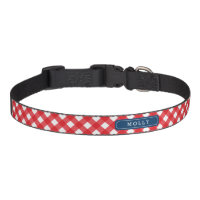 Country Picnic Red Gingham Custom Name Pet Collar