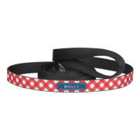 Country Picnic Red Gingham Custom Name Pet Lead