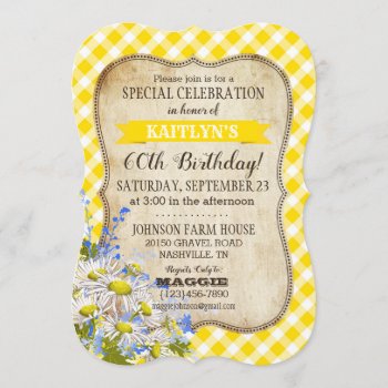 Country Picnic With Daisy Bouquet Birthday Invite by NouDesigns at Zazzle