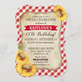 Country Picnic With Sunflowers Birthday Invite by NouDesigns at Zazzle