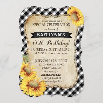 Country Picnic With Sunflowers Birthday Invite by NouDesigns at Zazzle
