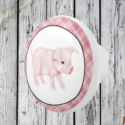 Country Pig cartoon ceramic knob