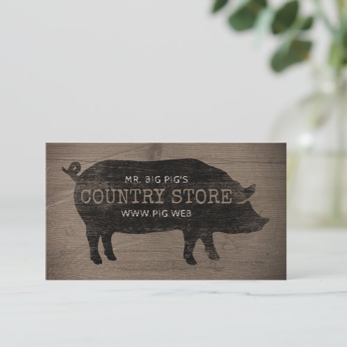 Country Pig Silhouette Rustic Style Business Card