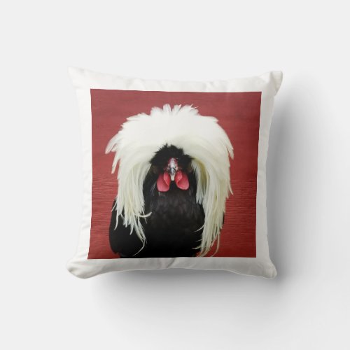 Country Pillow with Bantam Polish Chicken