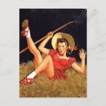 Country Pin Up Girl Postcard by VintageBeauty at Zazzle