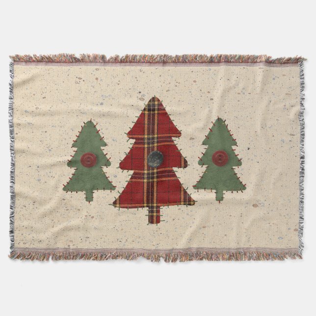 Country Pine Trees Throw Blanket (Front)
