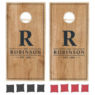 Country Pine Wood Family Name & Initial Cornhole Set