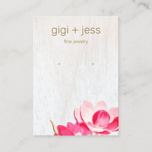 Country Pink Floral Earring Display  Business Card