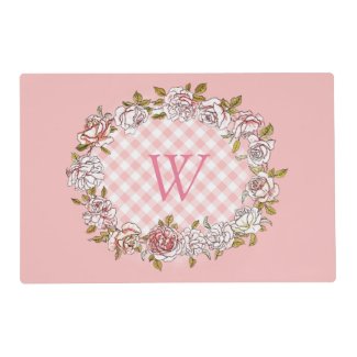 Country Pink Gingham & Floral Laminated Placemat